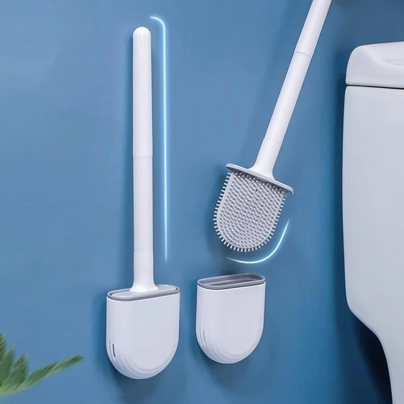 1 Wall Hanging Long Handle Toilet Brush, Silicone Cleaning Brush, Durable, Easy to Clean, Suitable for Bathroom, Toilet Cleaning