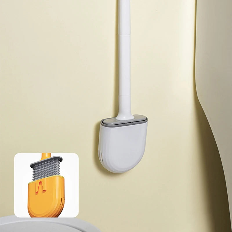 1 Wall Hanging Long Handle Toilet Brush, Silicone Cleaning Brush, Durable, Easy to Clean, Suitable for Bathroom, Toilet Cleaning