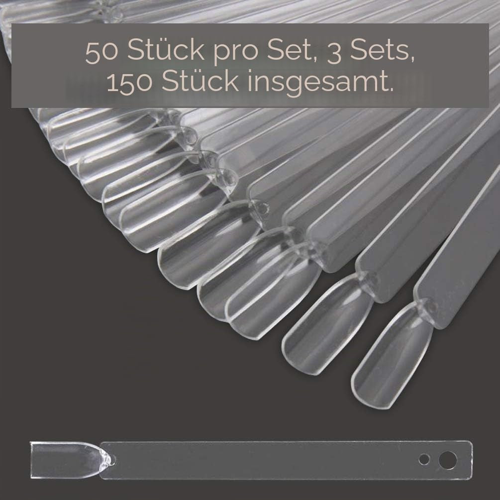 150 Stück Nail Art Tips Ring Stick,  Transparent Farbe Karte Platten Nagellack Display Ring Sticks, Nagel Salon Übungen Display Nail Tips