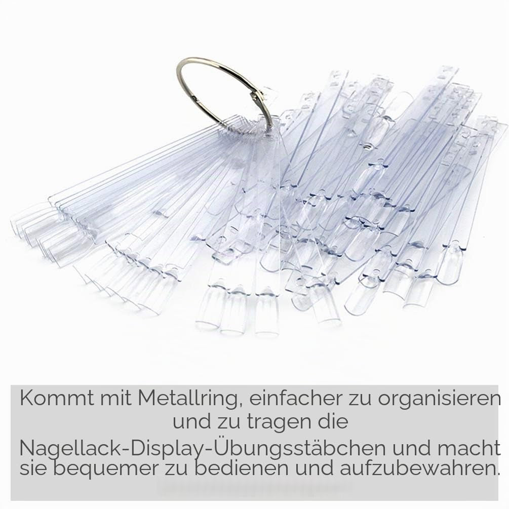 150 Stück Nail Art Tips Ring Stick,  Transparent Farbe Karte Platten Nagellack Display Ring Sticks, Nagel Salon Übungen Display Nail Tips