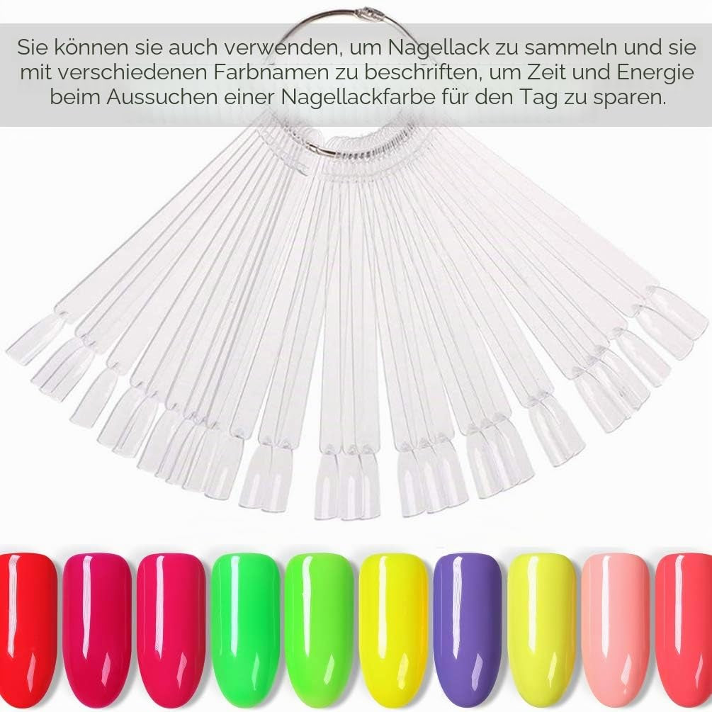 150 Stück Nail Art Tips Ring Stick,  Transparent Farbe Karte Platten Nagellack Display Ring Sticks, Nagel Salon Übungen Display Nail Tips