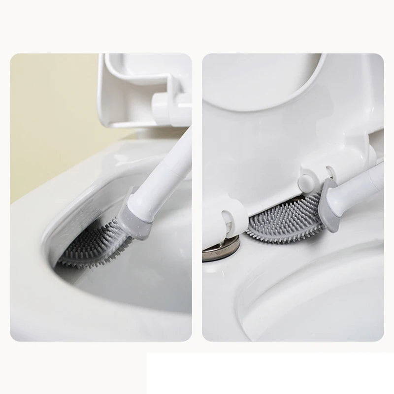 1 Wall Hanging Long Handle Toilet Brush, Silicone Cleaning Brush, Durable, Easy to Clean, Suitable for Bathroom, Toilet Cleaning